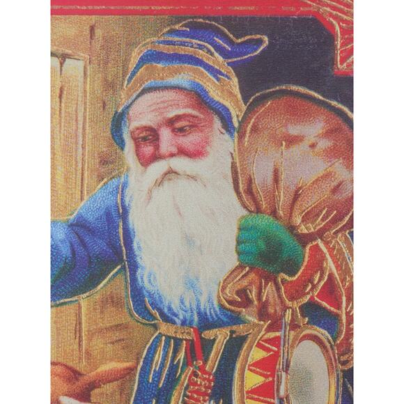 Christmas Greetings Santa Claus Retro Metal Signs 16" x 10" Blue Robes Wall Deco - Picture 3 of 12